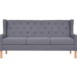 3-osobowa sofa tapicerowana tkaniną, szara