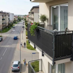 Osłona na balkon 1,15x5 m maskująca mata balkonowa zacieniająca 95%, opaski