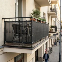 Osłona na balkon 1,15x5 m maskująca mata balkonowa zacieniająca 95%, opaski