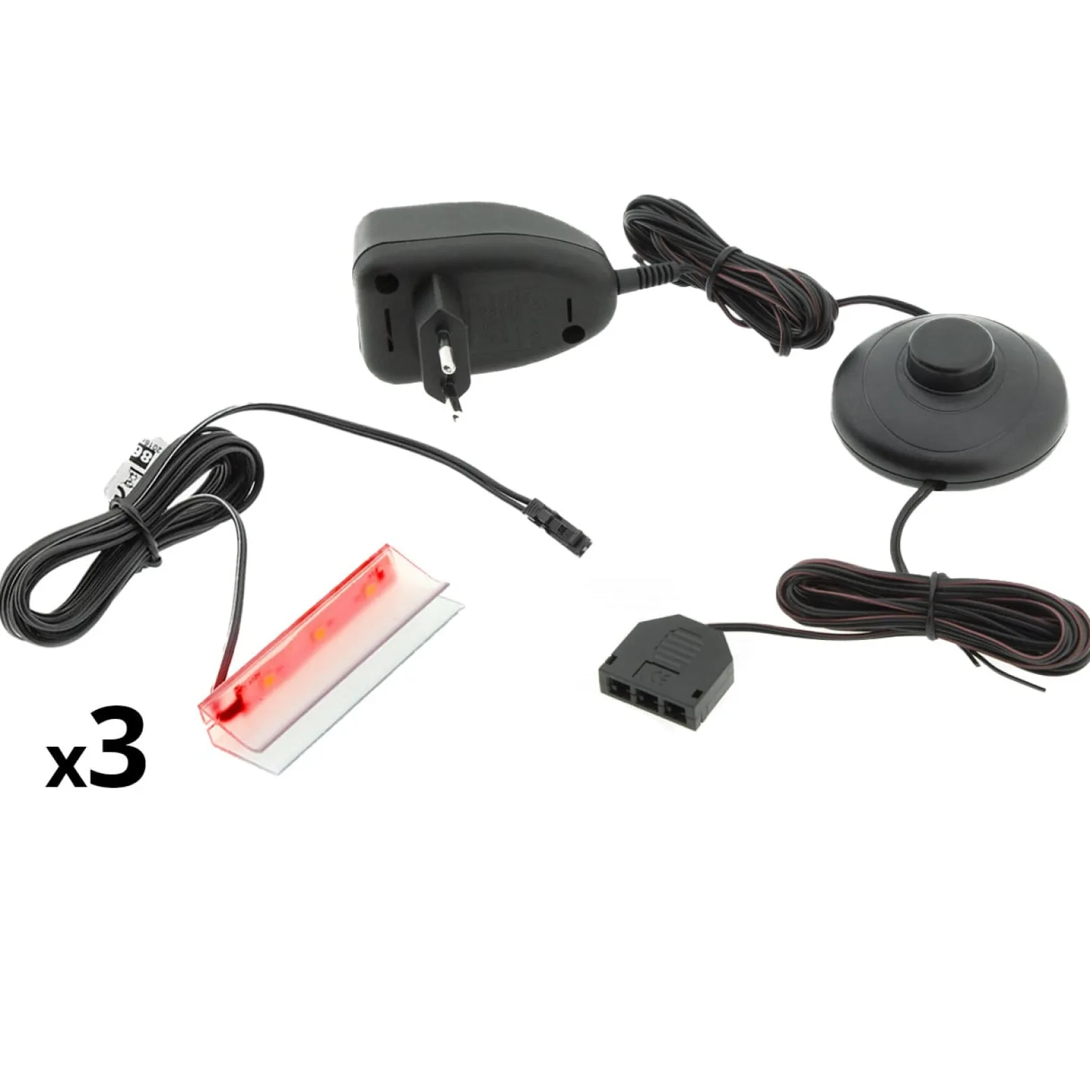 Oświetlenie LED na 3 półki czerwone