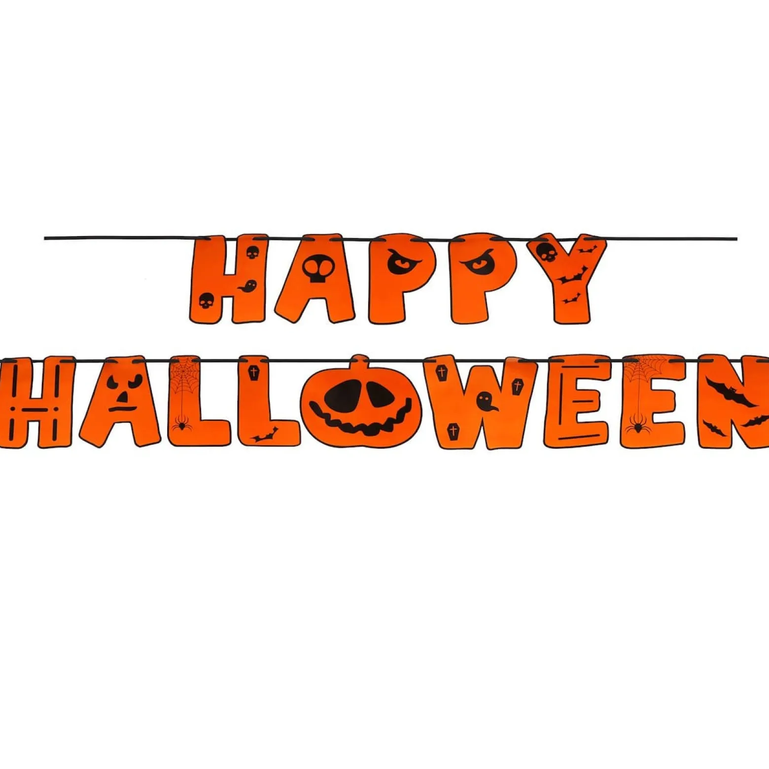 Ozdoby na Halloween girlanda 200 cm napis happy halloween