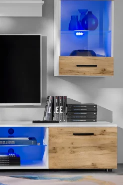 Pan Igiełka - Zestaw Mebli Komplet - Meblościanka RTV z Witrynami LED RGB