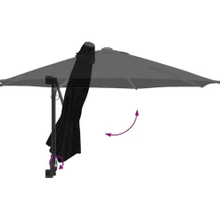 Parasol Ścienny Czarny Wiszący Składany Tarasowy Balkonowy