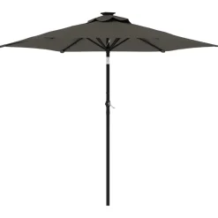 Parasol Ogrodowy Antracytowy Składany Na Słupku z Oświetleniem 225x225x212