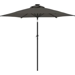 Parasol Ogrodowy Antracytowy Składany Na Słupku z Oświetleniem 225x225x212