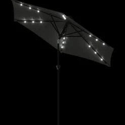 Parasol Ogrodowy Antracytowy Składany Na Słupku z Oświetleniem 225x225x212