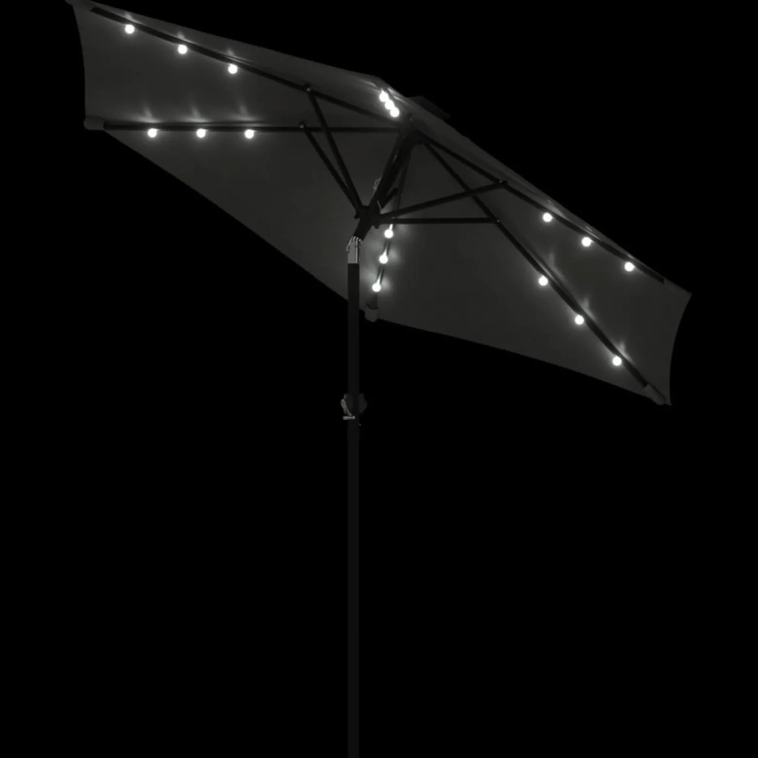 Parasol Ogrodowy Antracytowy Składany Na Słupku z Oświetleniem 225x225x212