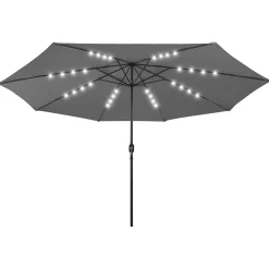 Parasol Ogrodowy Antracytowy Składany Na Słupku z Oświetleniem 400 cm
