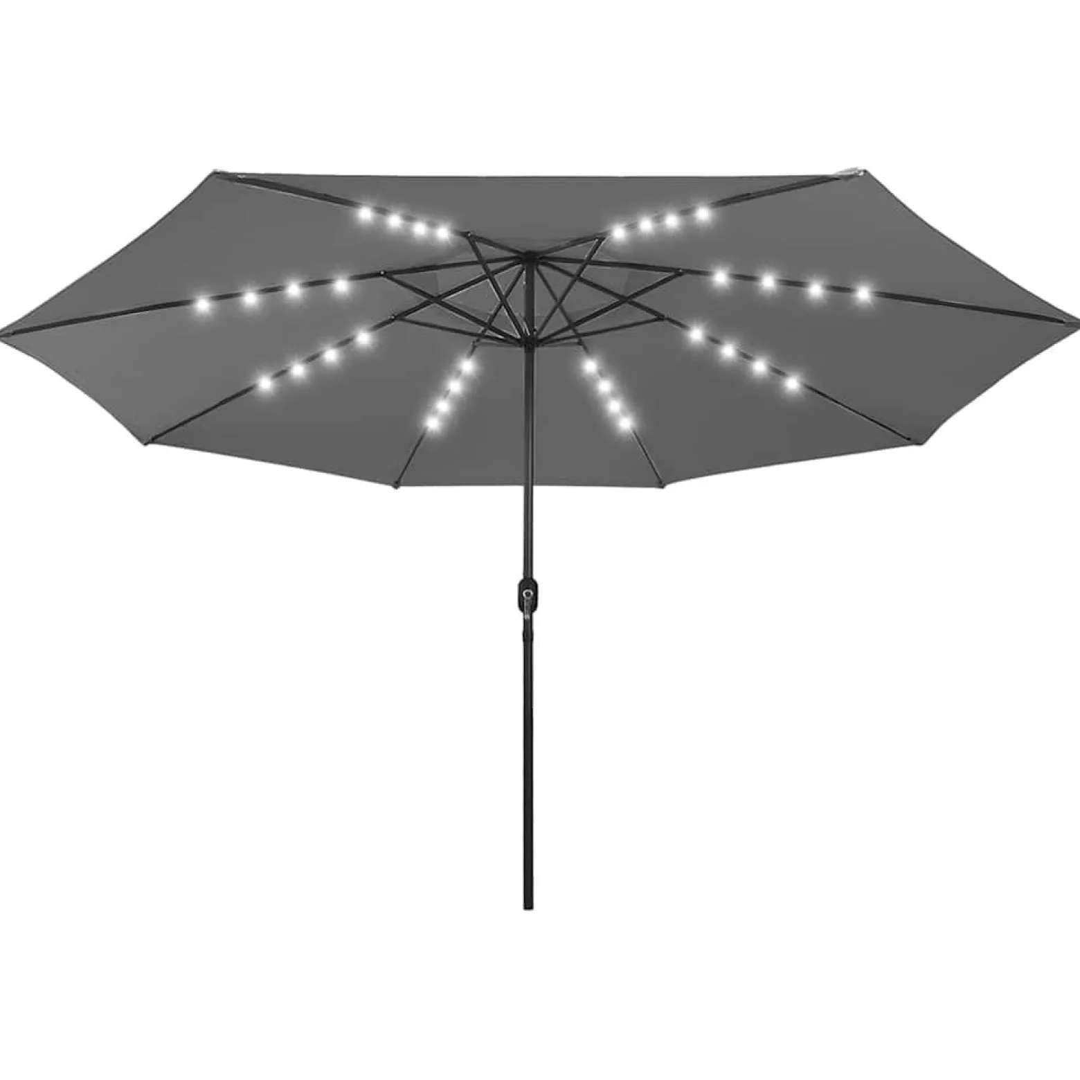 Parasol Ogrodowy Antracytowy Składany Na Słupku z Oświetleniem 400 cm