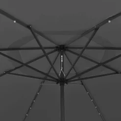 Parasol Ogrodowy Antracytowy Składany Na Słupku z Oświetleniem 400 cm