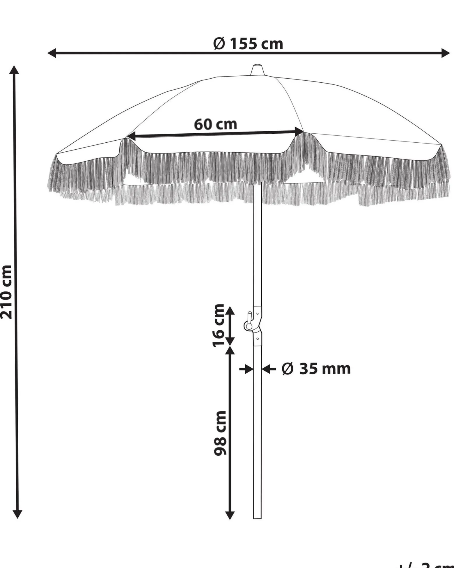 Parasol ogrodowy 155 cm MONDELLO Błękitny