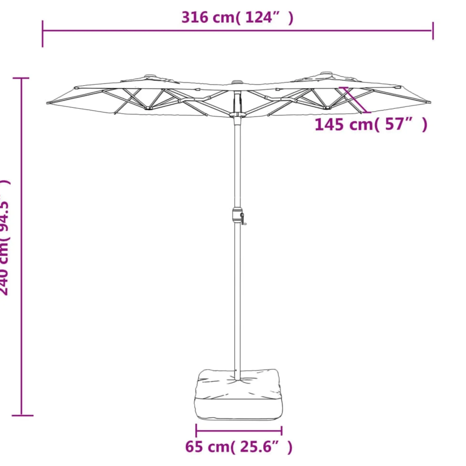 Parasol ogrodowy Czarny vidaXL