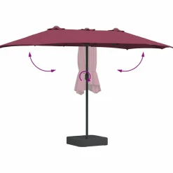 Parasol Ogrodowy Czerwony z Podstawą Składany Na Taras Balkon Ogród