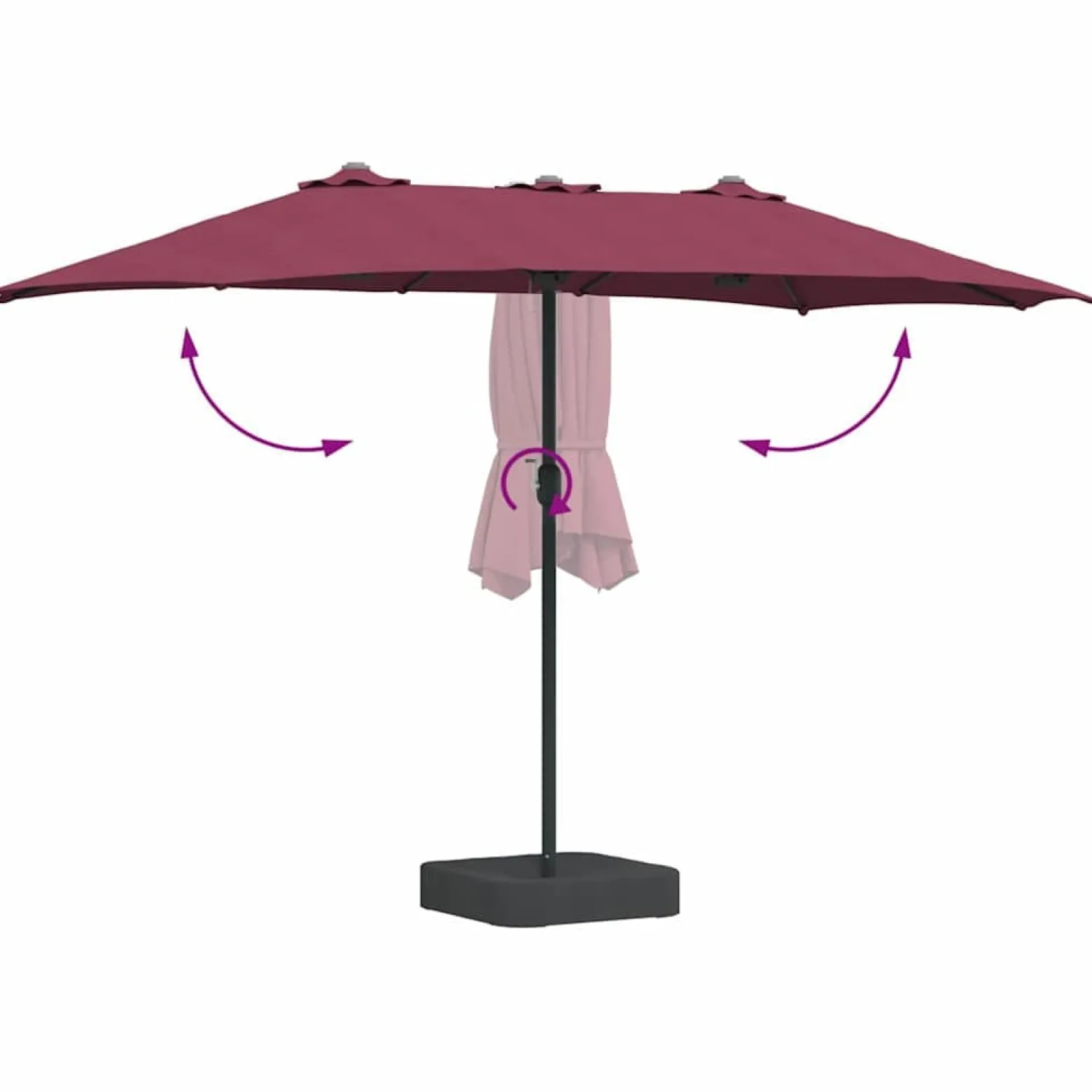 Parasol Ogrodowy Czerwony z Podstawą Składany Na Taras Balkon Ogród