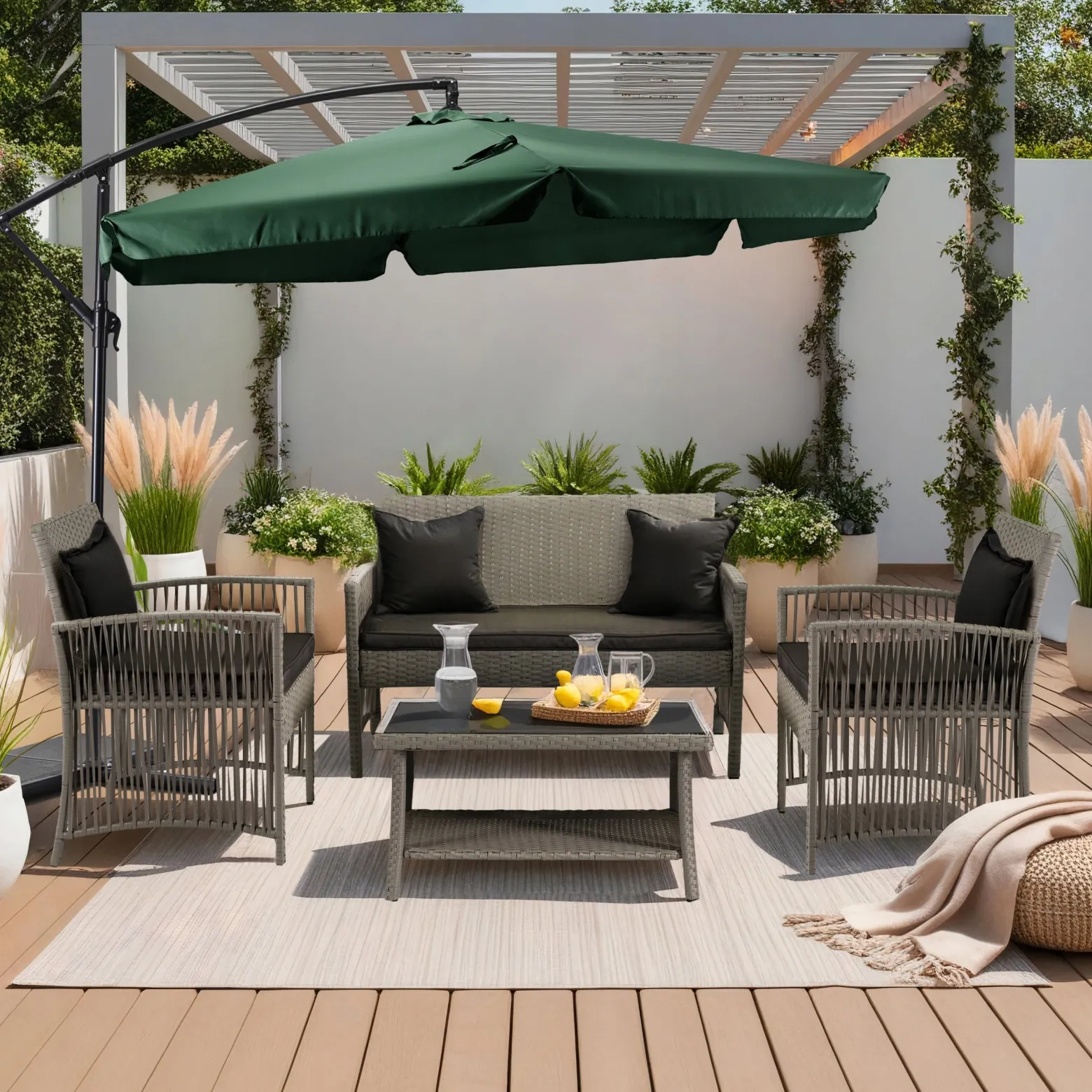 Parasol Ogrodowy Duży Składany na Taras Zielony + POKROWIEC AKRON 300cm