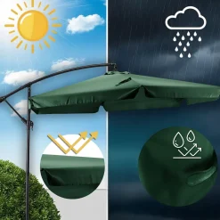 Parasol Ogrodowy Duży Składany na Taras Zielony + POKROWIEC AKRON 300cm