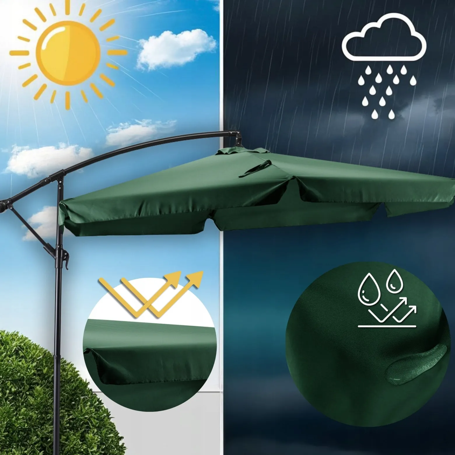 Parasol Ogrodowy Duży Składany na Taras Zielony + POKROWIEC AKRON 300cm
