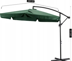Parasol Ogrodowy Duży Składany na Taras Zielony + POKROWIEC AKRON 300cm