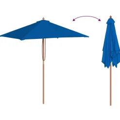 Parasol Ogrodowy Niebieski Na Słupku Składany Na Taras Ogród 150x200 cm