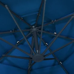 Parasol Ogrodowy Niebieski z Podstawą Składany Na Taras Balkon Ogród 3x3 m