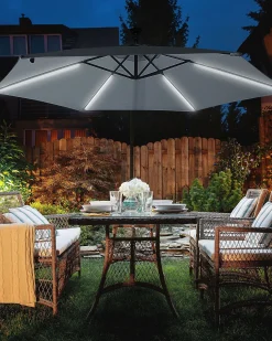 Parasol ogrodowy składany LED 285cm szary