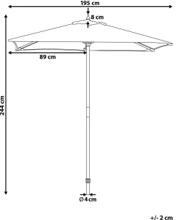 Parasol ogrodowy składany 194x144 szary