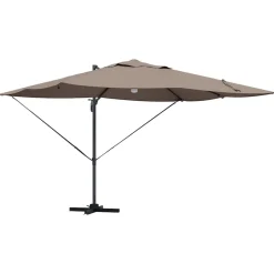 Parasol Ogrodowy Szary Składany z Podstawą Na Taras Ogród LED 351 x 250