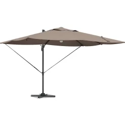 Parasol Ogrodowy Szary Składany z Podstawą Na Taras Ogród LED 351 x 250