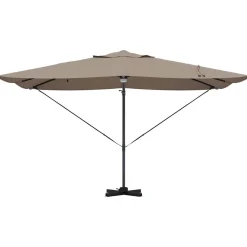 Parasol Ogrodowy Szary Składany z Podstawą Na Taras Ogród LED 351 x 250