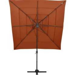 Parasol Ogrodowy Terakota z Podstawą Składany Na Taras Balkon Ogród 250x250