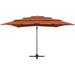 Parasol Ogrodowy Terakota z Podstawą Składany Na Taras Balkon Ogród 250x250