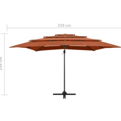 Parasol Ogrodowy Terakota z Podstawą Składany Na Taras Balkon Ogród 250x250