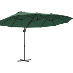 Parasol Ogrodowy Zielony z Podstawą Składany Na Taras Balkon