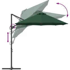 Parasol Ogrodowy Zielony z Podstawą Składany Na Taras Balkon