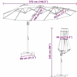 Parasol Ogrodowy Zielony z Podstawą Składany Na Taras Balkon