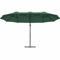 Parasol Ogrodowy Zielony z Podstawą Składany Na Taras Balkon
