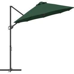 Parasol Ogrodowy Zielony z Podstawą Składany Na Taras Balkon