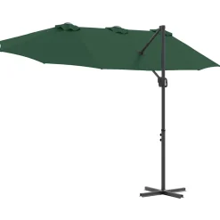 Parasol Ogrodowy Zielony z Podstawą Składany Na Taras Balkon
