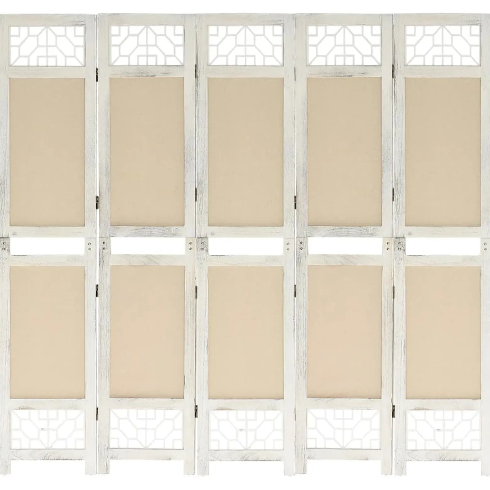 Parawan Dekoracyjny Składany Parawan Panelowy Kremowy 175 x 165 cm