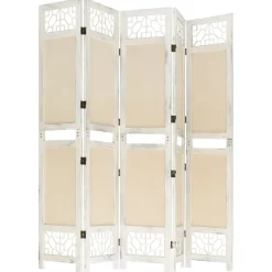 Parawan Dekoracyjny Składany Parawan Panelowy Kremowy 175 x 165 cm