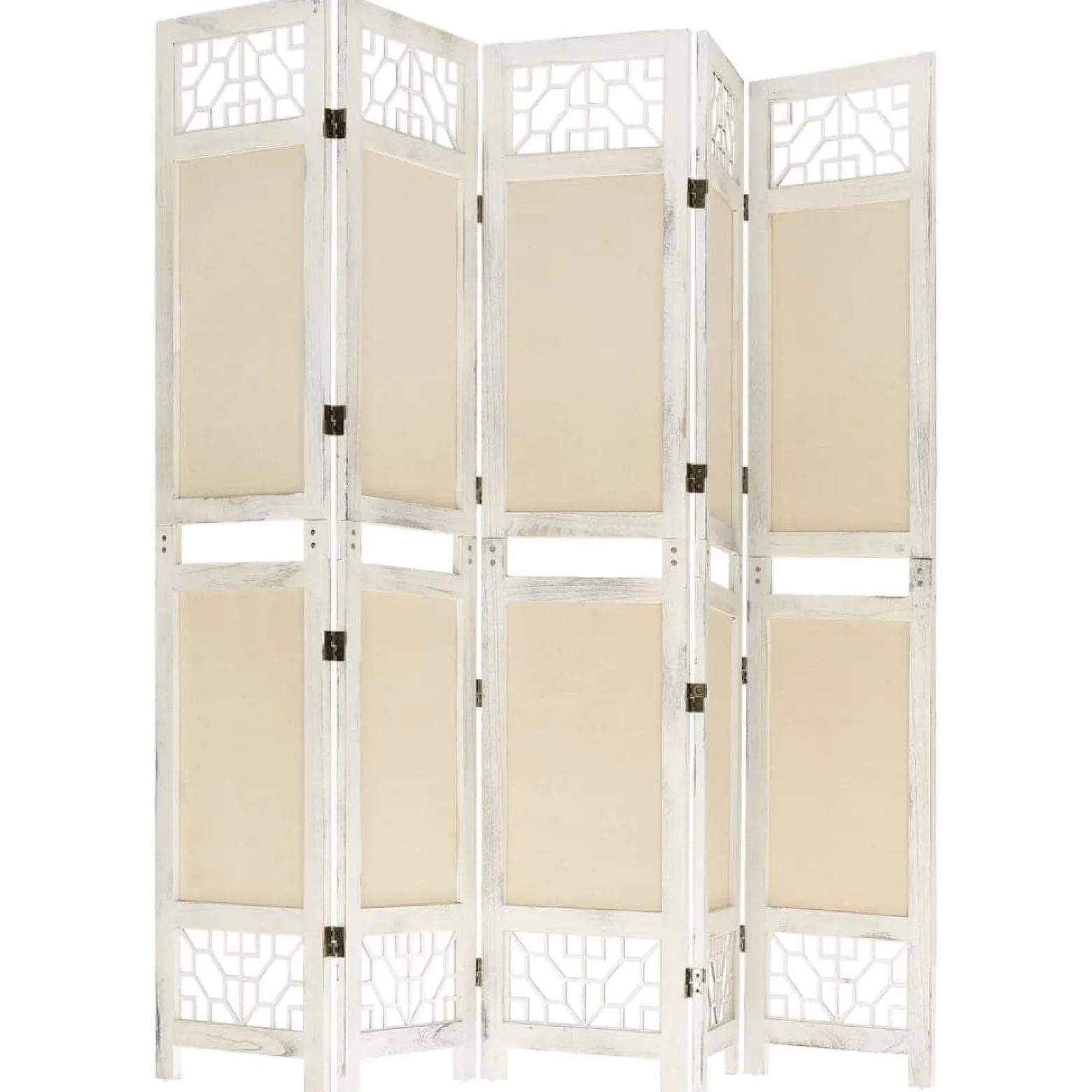 Parawan Dekoracyjny Składany Parawan Panelowy Kremowy 175 x 165 cm