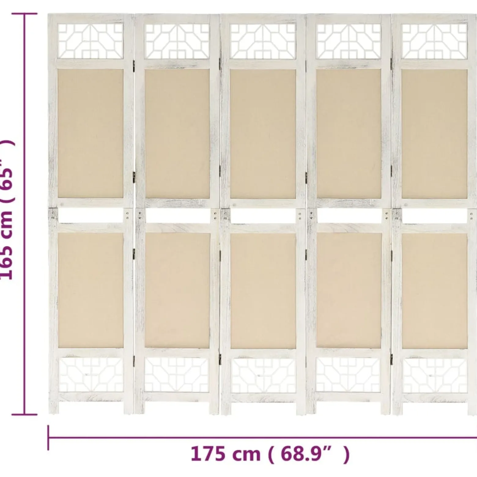 Parawan Dekoracyjny Składany Parawan Panelowy Kremowy 175 x 165 cm
