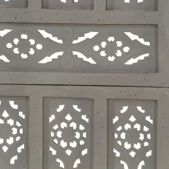 Parawan Drewniany Rzeźbiony Panelowy Panel Dekoracyjny Szary 200x165 cm