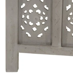 Parawan Drewniany Rzeźbiony Panelowy Panel Dekoracyjny Szary 200x165 cm