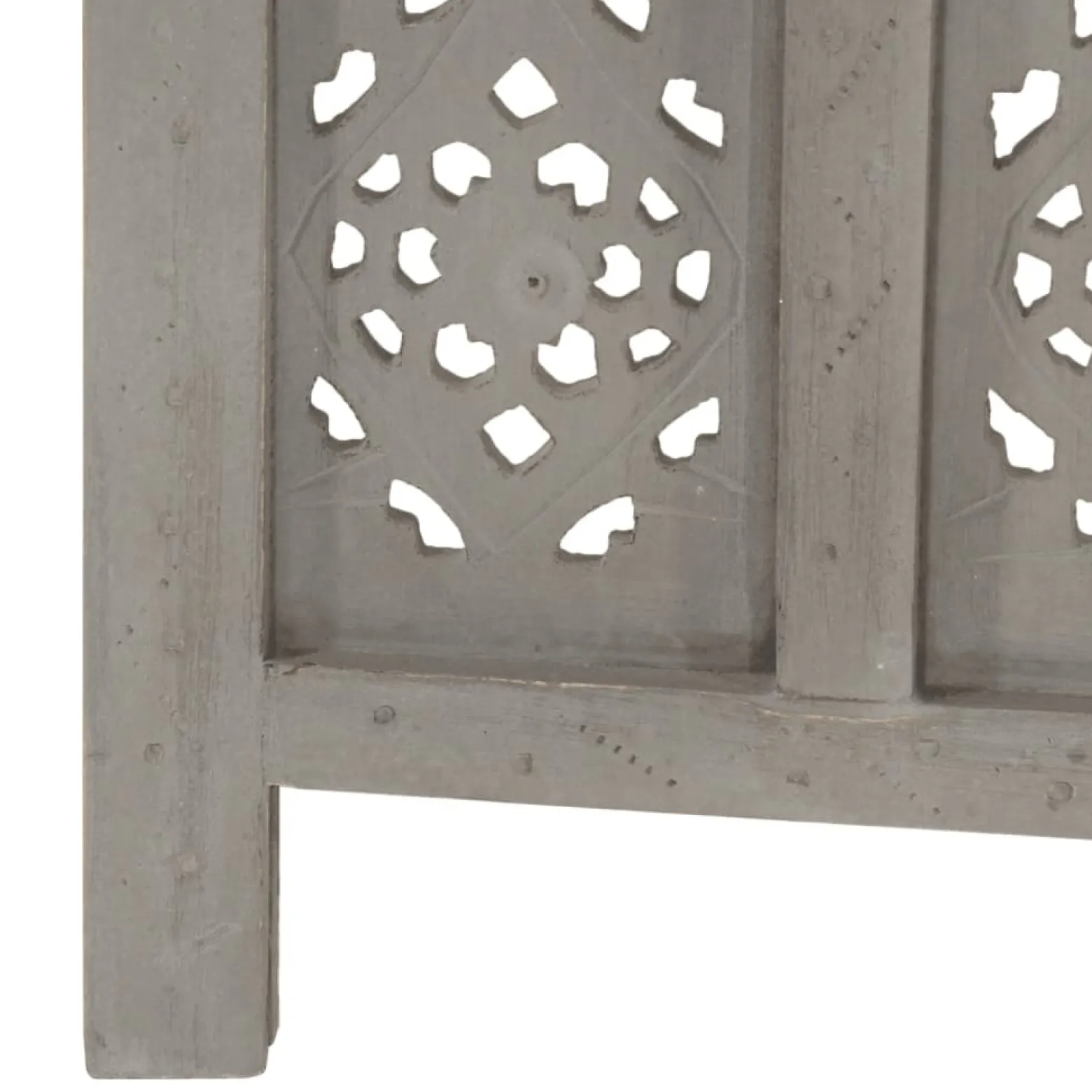 Parawan Drewniany Rzeźbiony Panelowy Panel Dekoracyjny Szary 200x165 cm