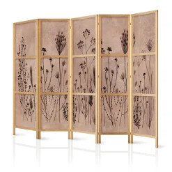 Parawan Japoński 5-panelowy Delikatne Polne Kwiaty 225x172cm