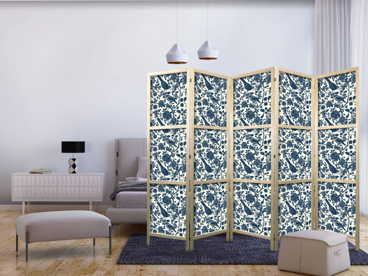 Parawan Japoński 5-panelowy Różane Pnącza 225x172cm
