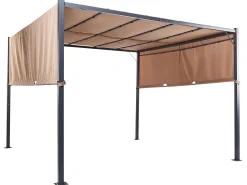 Pawilon ogrodowy altana 310 x 310 cm LED brązowy