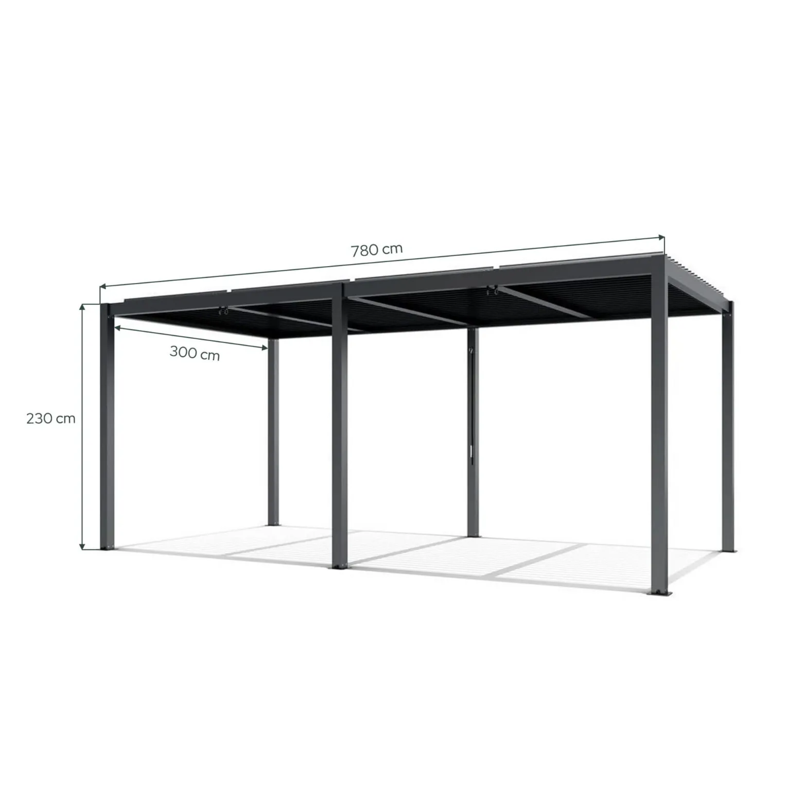 Pergola ogrodowa Luxe 7.8x3m aluminiowa z oświetleniem antracyt