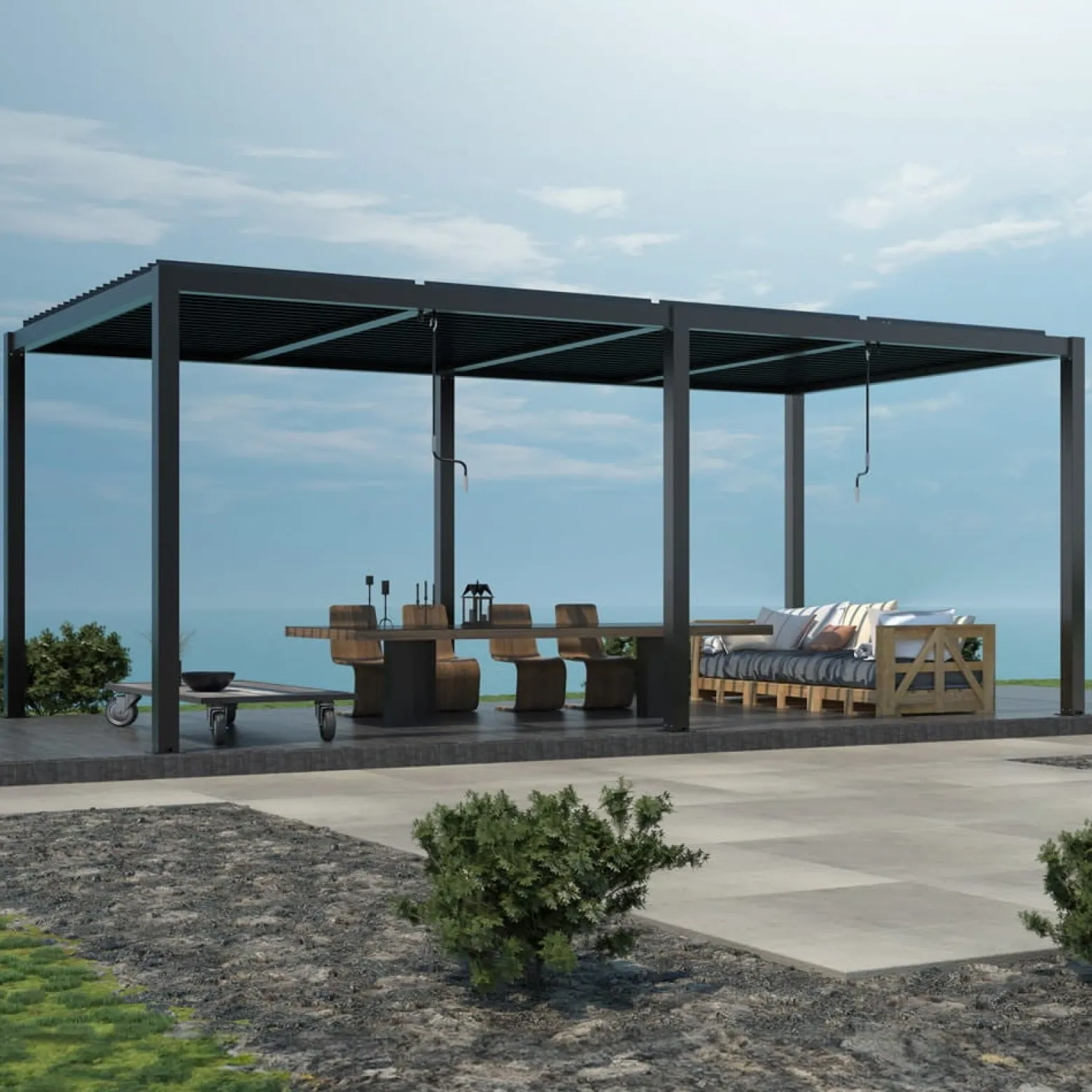 Pergola ogrodowa Luxe 7.8x3m aluminiowa z oświetleniem antracyt